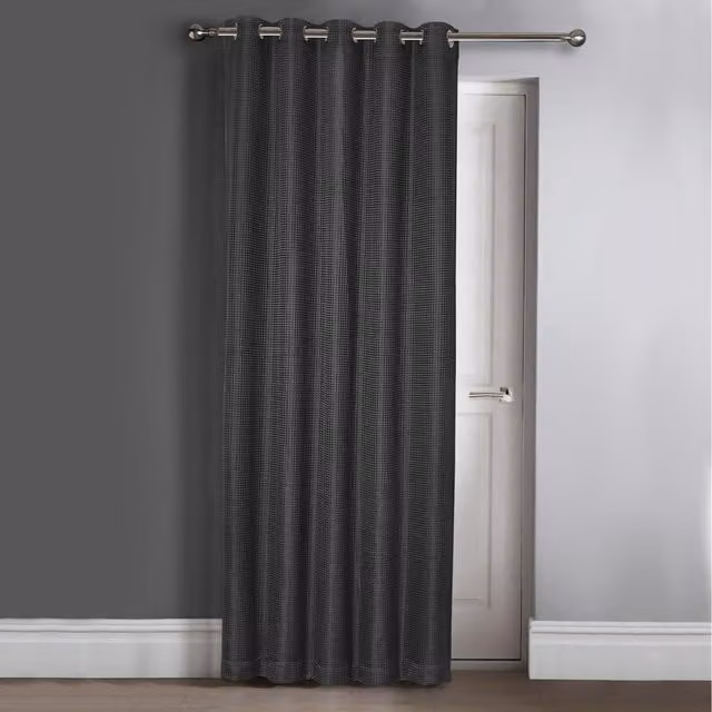 Velosso Classic Blackout Fabric Door Panel Curtain with Eyelets in Anthracite Grey