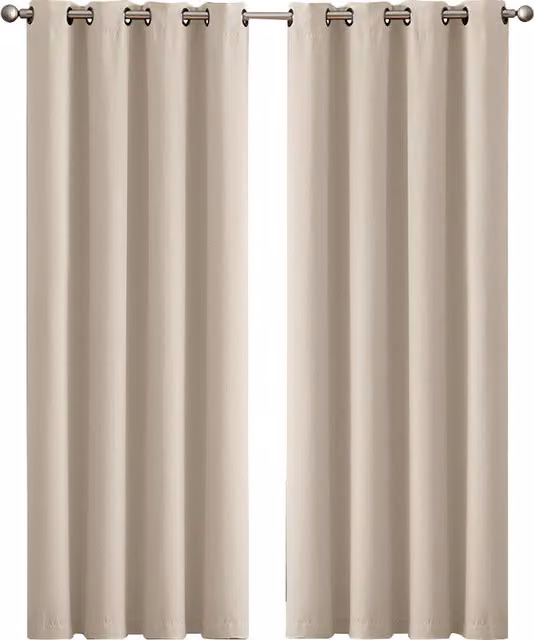 Marlow 2 Pack Triple Layer Eyelet Blackout Curtains in Beige and Black, W: 167 cm, H: 183 cm