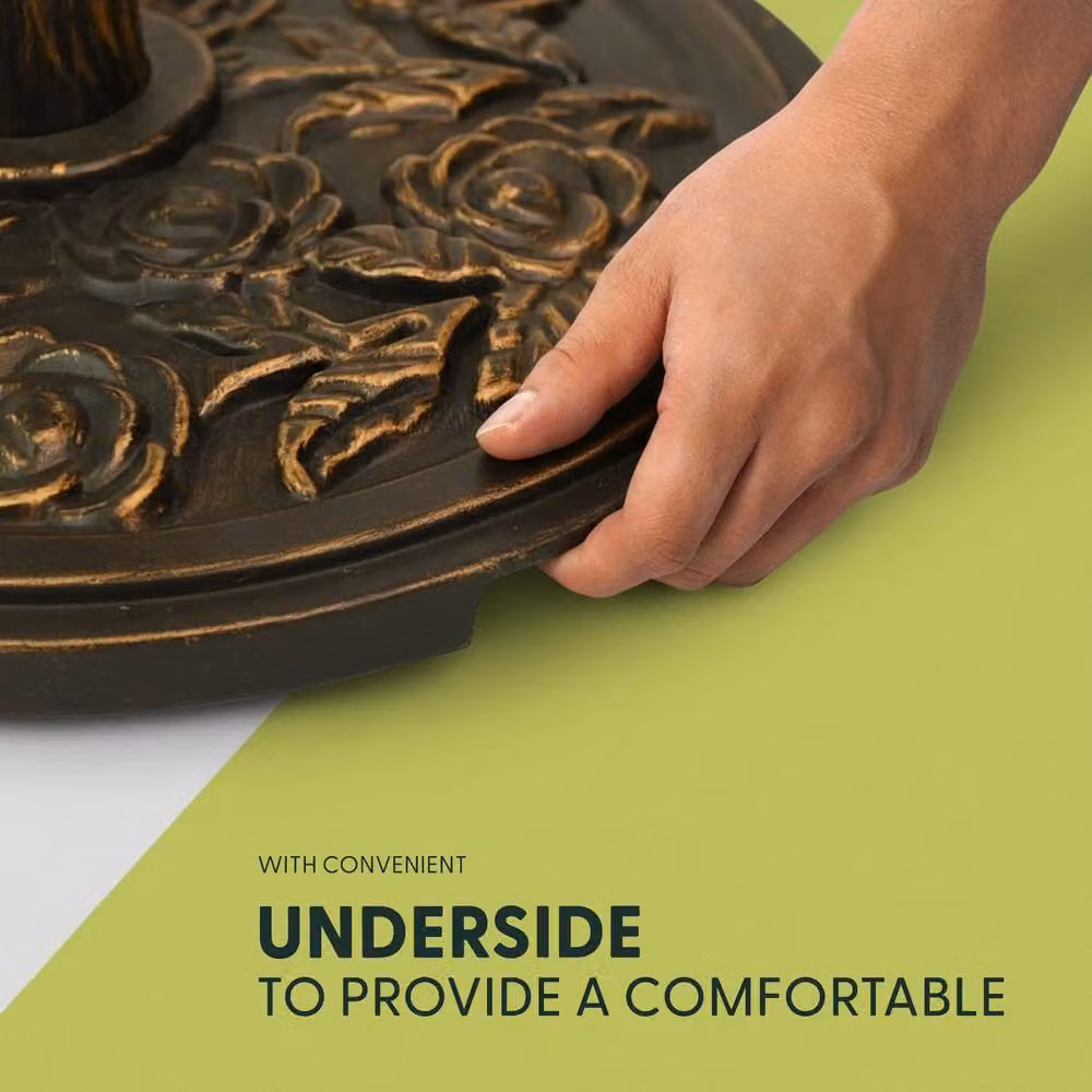 Keplin 9kg Floral Pattern Parasol Base in Bronze for Garden and Patio – 5