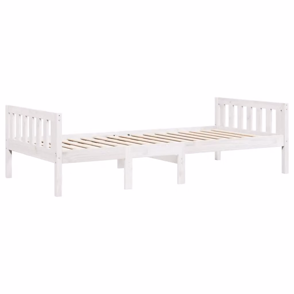 Berkfield Home Children's Solid Wood Pine Bed in White, W/D/H: 75 x 190 cm – 2