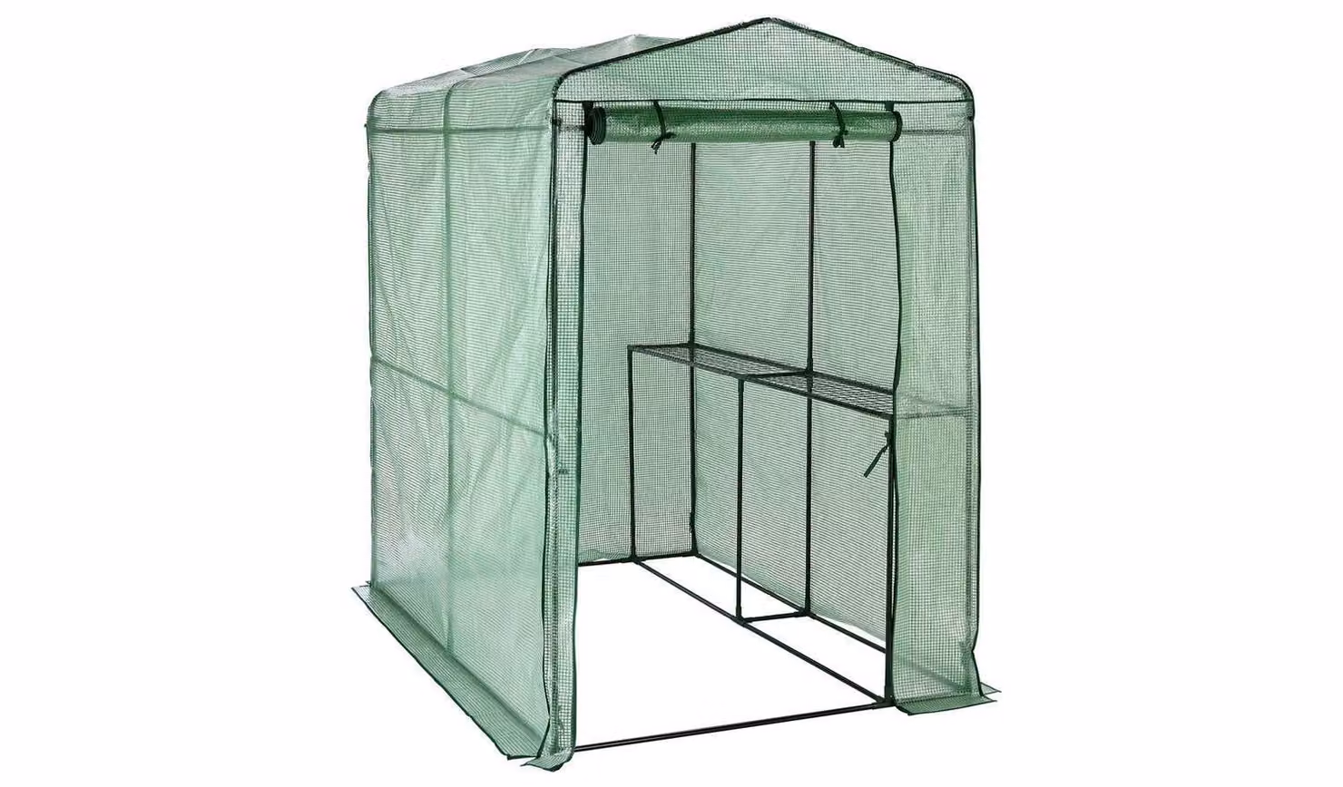 McGregor Large Walk In Greenhouse with Sturdy Steel Frame and Shelving, Green, W/D/H: 125 x 185 x 190 cm