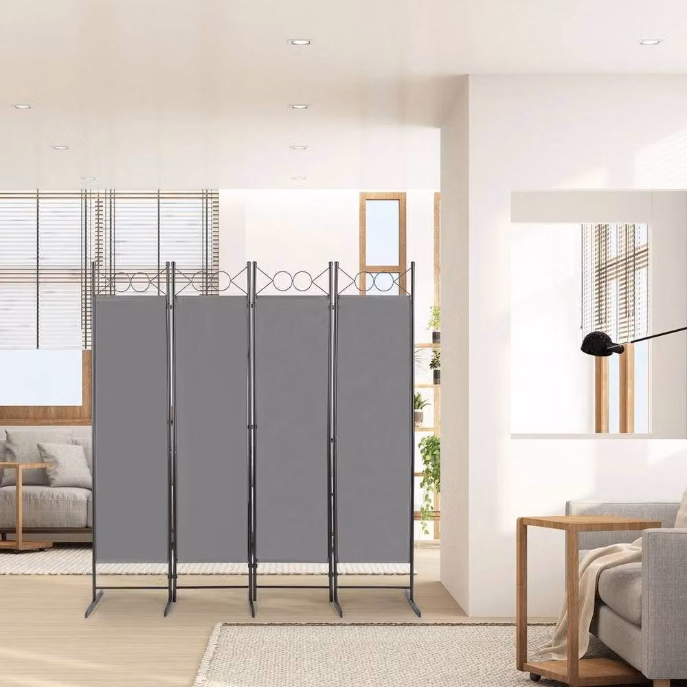 EONLION 4 Panel Folding Room Divider in Grey, H 175 cm x W 100 cm – 2