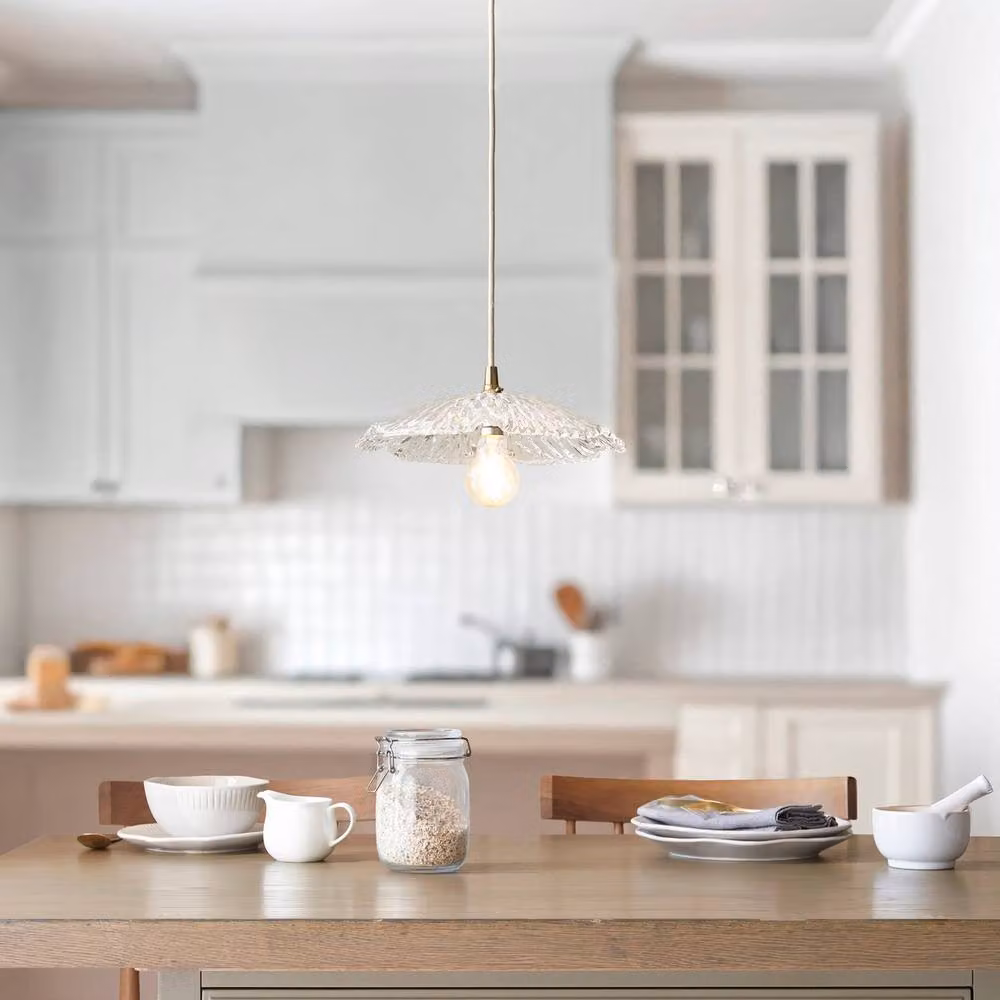 Netlighting Orchid Dome Pendant Ceiling Light in Transparent Glass and Gold/Brass – 2