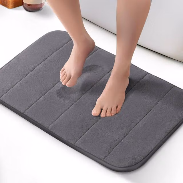 Keplin Memory Foam Bath Mat, Grey, W/D/H: 60 x 40 x 1 cm