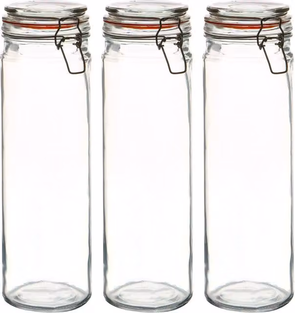 Argon Tableware Glass Spaghetti Jar with Orange Seal, Transparent, 2 l, Height: 33 cm