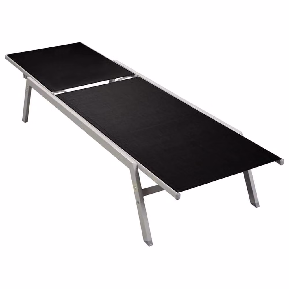 Berkfield Home Sun Lounger in Black Textilene with Powder Coated Steel Frame – 2