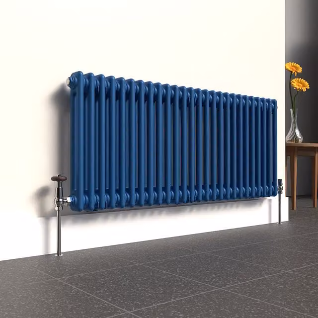 Lux Heat Horizontal 2 Column Steel Radiator in Galaxy Blue, W: 119 cm, H: 50 cm