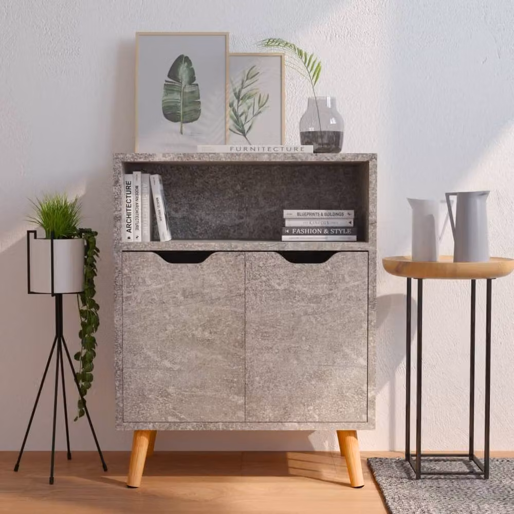 Berkfield Home Sideboard in Concrete Grey, W/D/H: 60 x 30 x 72 cm – 2