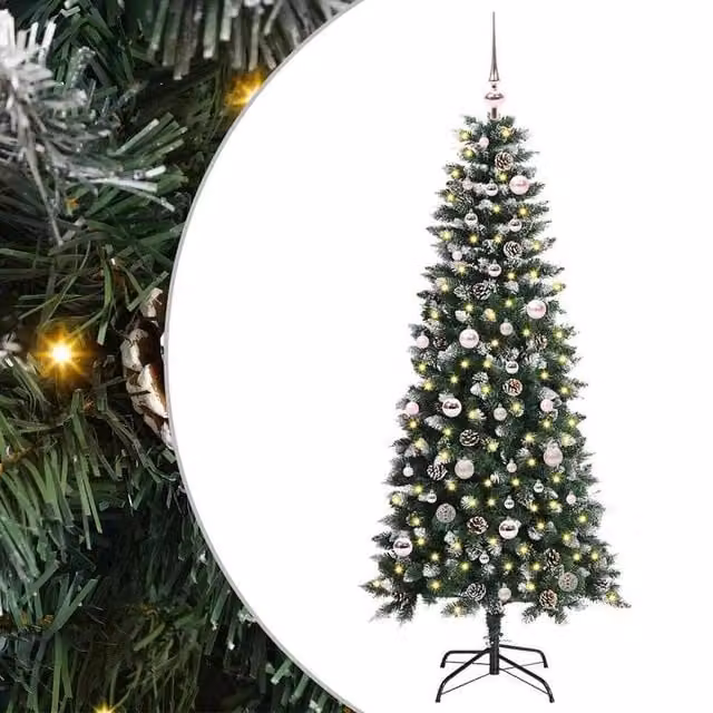 Berkfield Home Artificial Christmas Tree with 150 LEDs, Green, H x W x D: 150 x 66 x 66 cm – 1