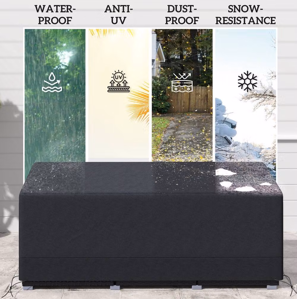 STILVORA Water and UV Resistant Garden Furniture Cover, Black, Width: 190.5 cm – 5