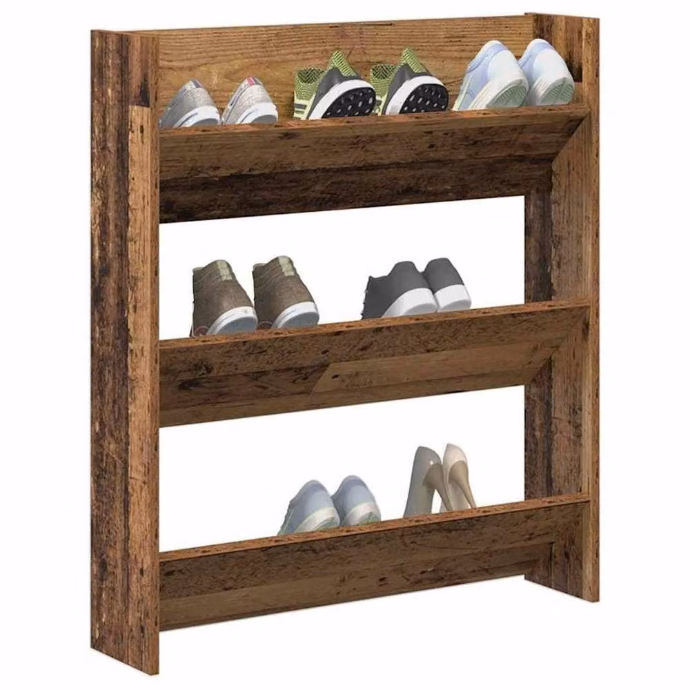 FORGEVIO Wall Mounted Shoe Cabinet in Light Oak, W/D/H: 80 x 18 x 90 cm – 4