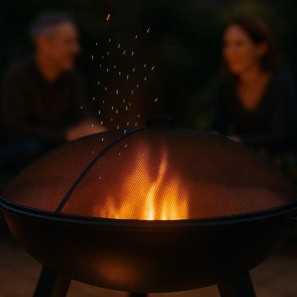 Harbour Housewares Black Steel Mesh Fire Pit Spark Guard Safety Dome with Handle, Diameter: 72.5 cm – 4