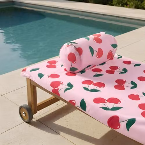 OHS Pink Microfibre Beach Towel and Inflatable Bolster Pillow Set with Storage Bag