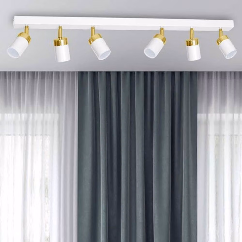 MiLAGRO Joker Ceiling Lamp in White and Gold/Brass with 6x GU10 Sockets – 2