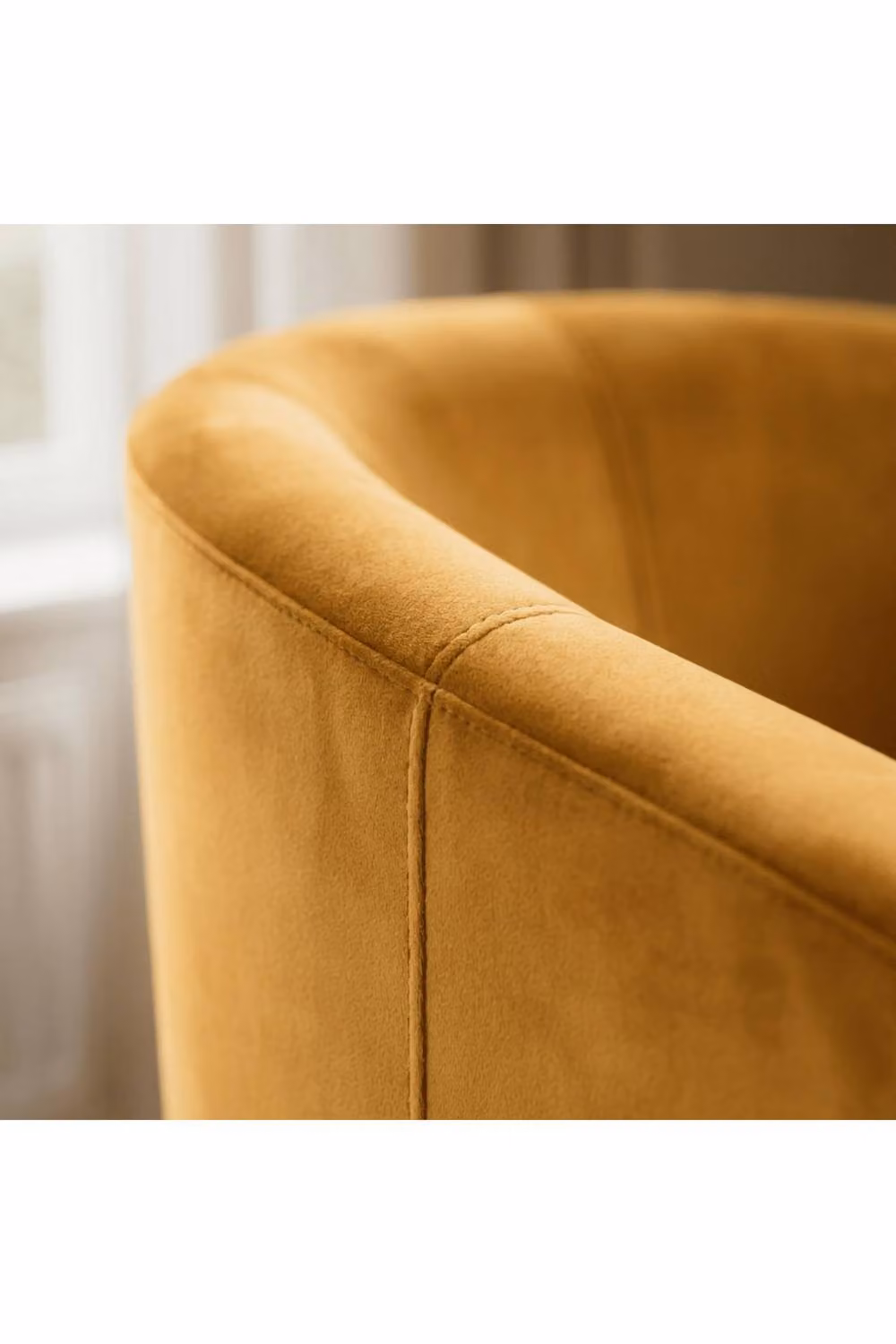 Home Source Modern Velvet Fabric Tub Chair in Yellow – 2
