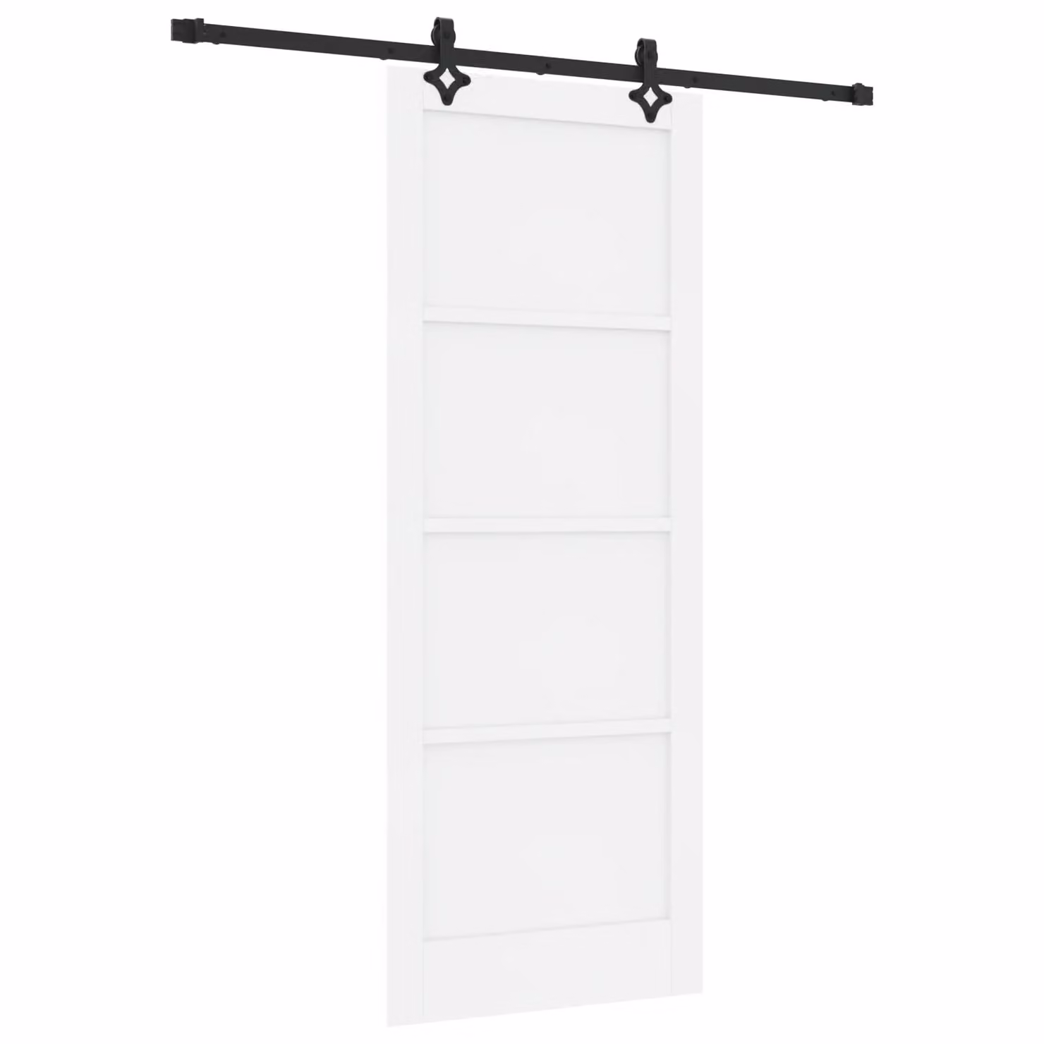 Berkfield Home Minimalist Lacquered Solid Wood Sliding Door with Hardware Set in White, W: 83 cm, H: 211 cm