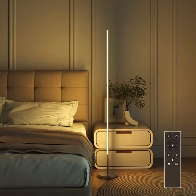 HOMCOM Modern White and Silver Floor Standing LED Lamp with Dome Shade and Foot Switch
