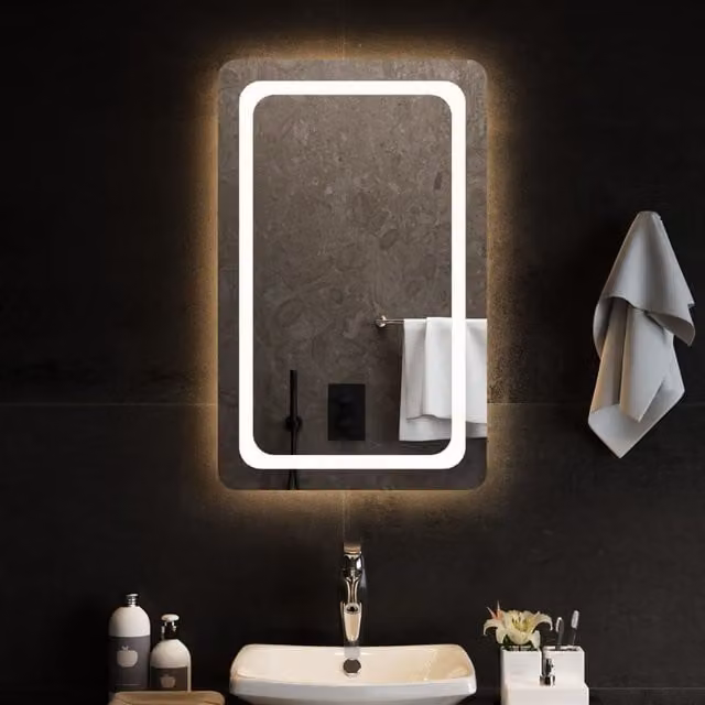 Berkfield Home LED Bathroom Mirror in Clear, W: 50 cm, H: 80 cm – 1