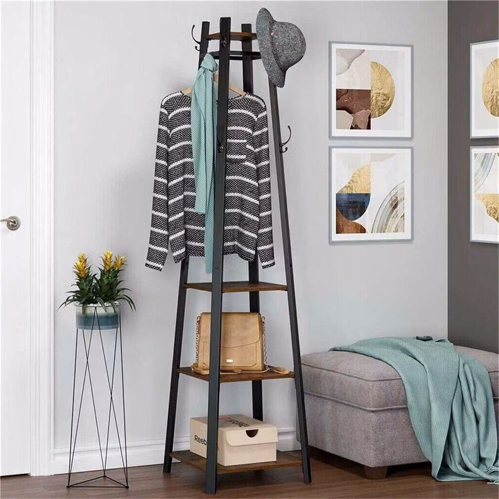 EONLION Heavy Duty Steel Frame Coat Rack in Brown – 5