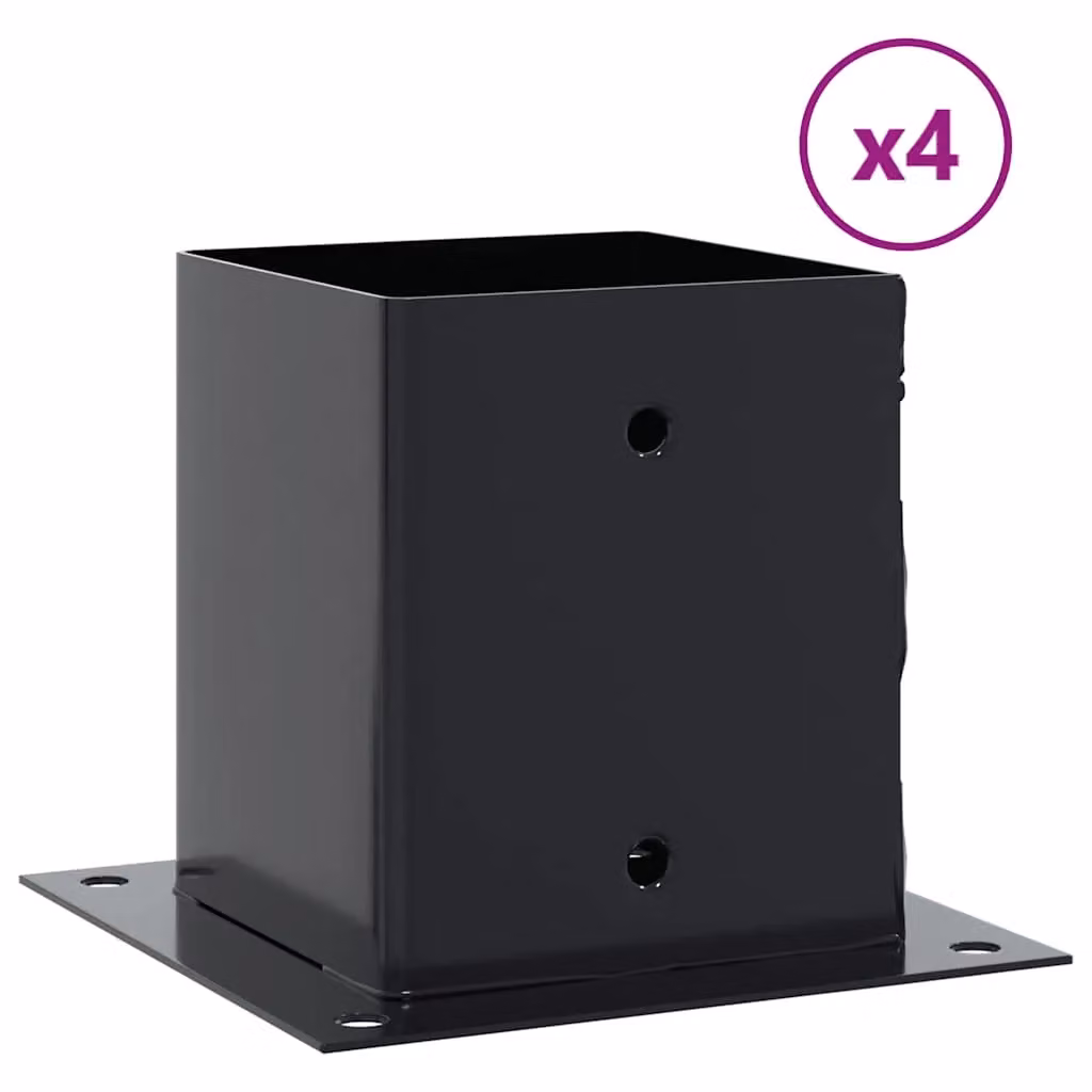 Berkfield Home Square Post Bases, 4 Pack, Anthracite, Powder-coated Steel, W/D: 12.1 x 12.1 cm – 2