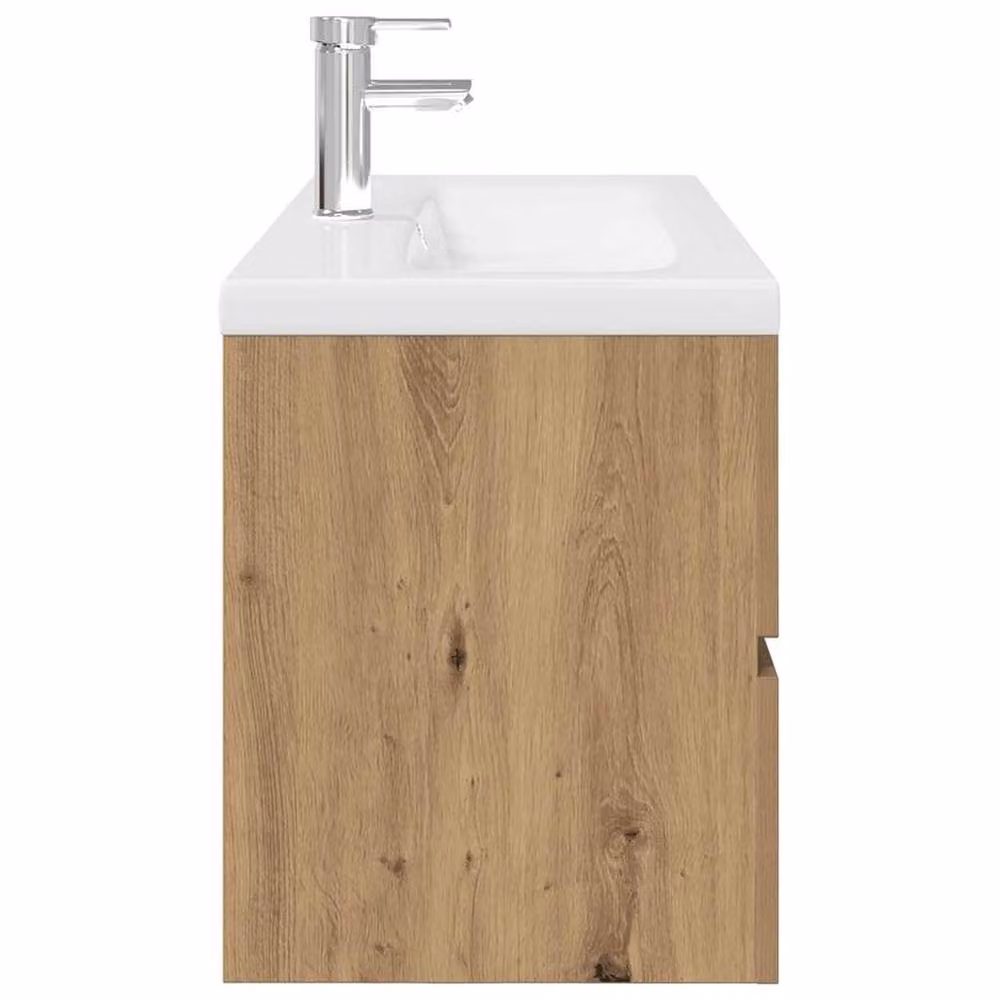 Berkfield Home Freestanding Sink Cabinet with Built-in Basin and Faucet in Artisan Oak Brown, H: 90 cm, W: 45 cm, D: 38.5 cm – 2