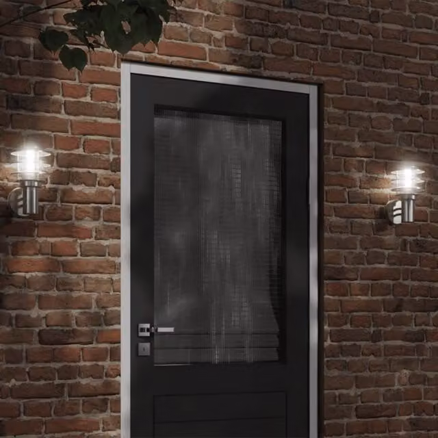 Berkfield Home Set of 2 Silver Stainless Steel Modern Outdoor Wall Lights