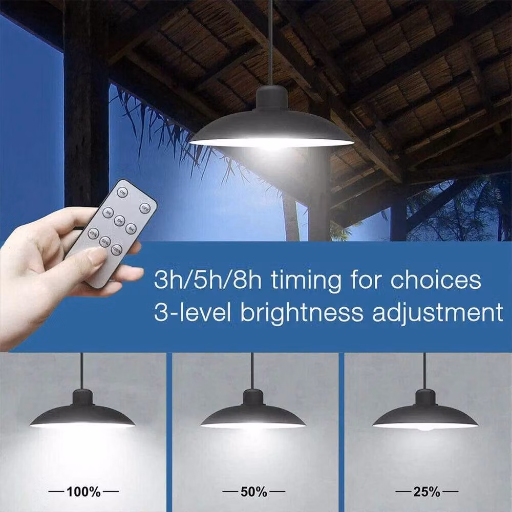 KORVIXA 2-Pack Solar LED 2-Head Pendant Hanging Light Panels in Black – 2