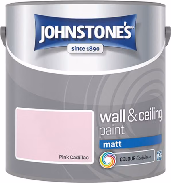 Johnstone's Matt Water Based Wall and Ceiling Dispersion Paint, Pink, 2.5l – 4