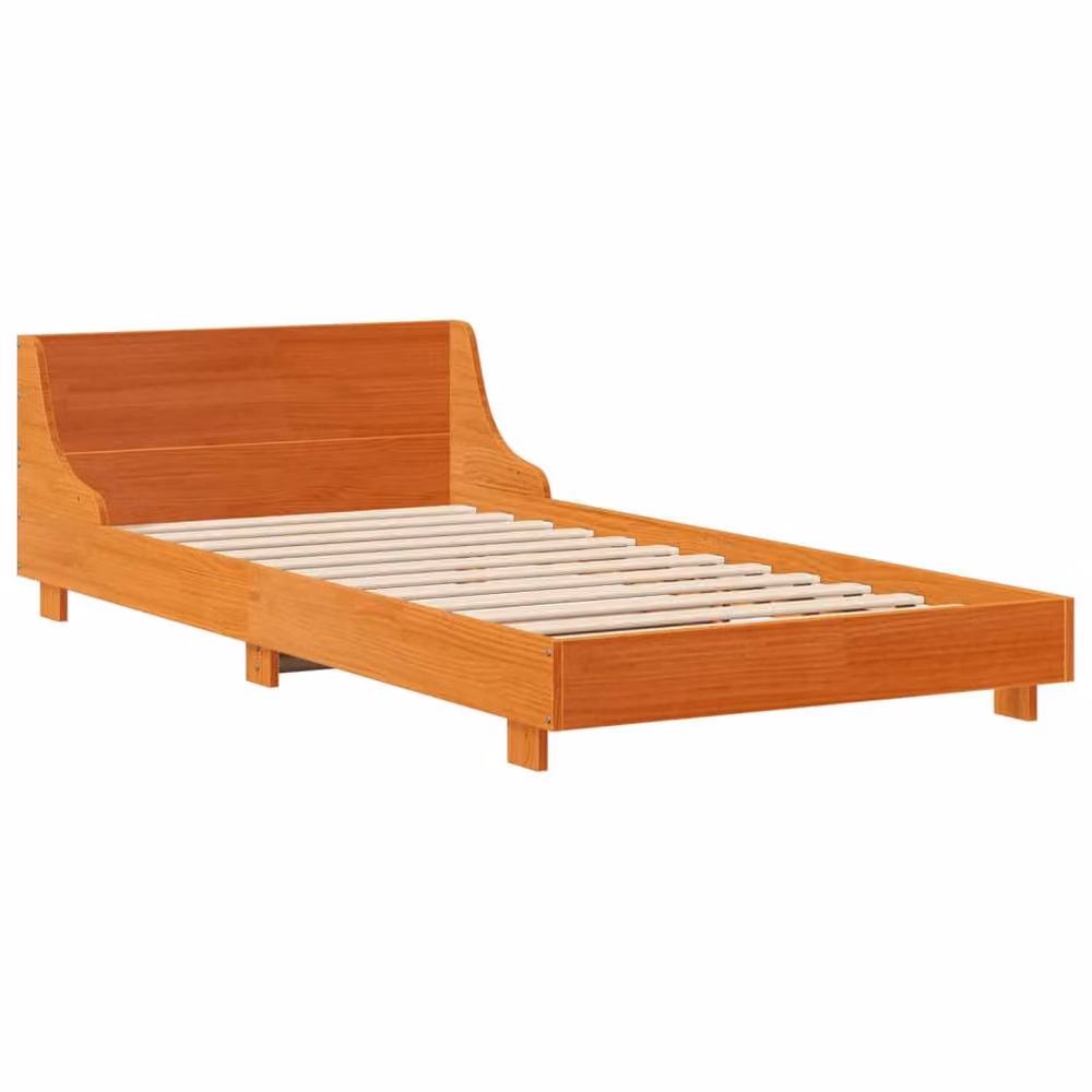 Berkfield Home Small Single Solid Wood Pine Bed Frame in Waxed Brown, W/D/H: 75 x 190 cm – 3
