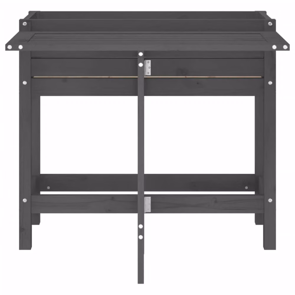 Berkfield Home Garden Planter with Folding Tabletop in Grey Solid Wood Pine, W/D/H: 73.0 x 75.0 x 84.0 cm – 4