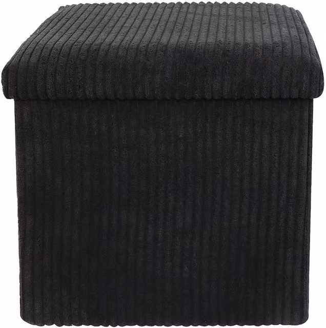 PAWNORA Black Folding Ottoman Box Cube