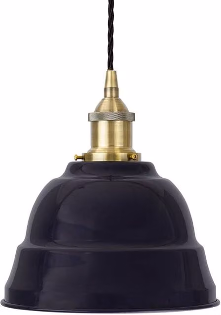 SE Home Lincoln Navy Blue Dome Pendant Light with Antique Brass and Black Twisted Detail