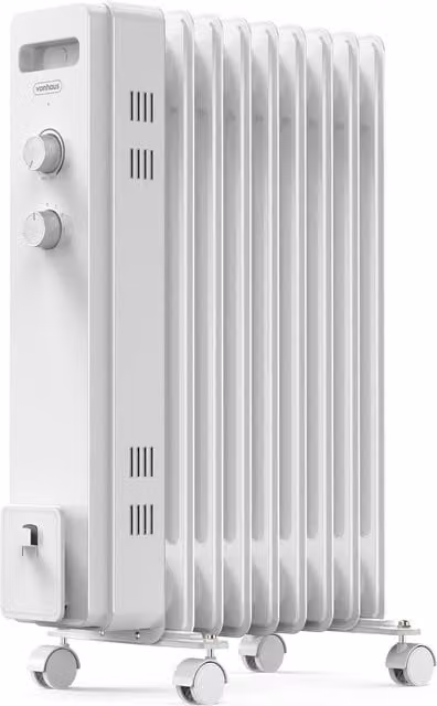 VonHaus 2000W 9 Fin Oil Filled Radiator in White