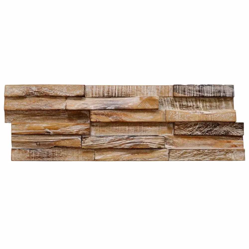 Berkfield Home 3D Wall Cladding Panels, 10 Pieces of Solid Brown Teak Wood, 101 cm – 2