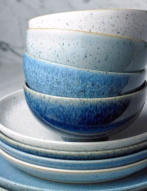 Denby Studio Blue Stoneware Cereal Bowls, Set of 4, Blue Mix