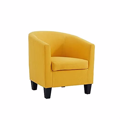 Home Detail Canberra Yellow Velvet Tub Chair with Solid Wood Frame – 1