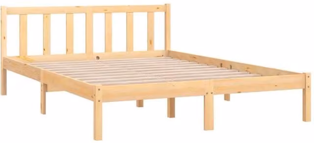 Berkfield Home Modern King Size Bed Frame in Solid Pine Wood, Light Brown, W/D/H: 155.5 x 150 x 205.5 cm