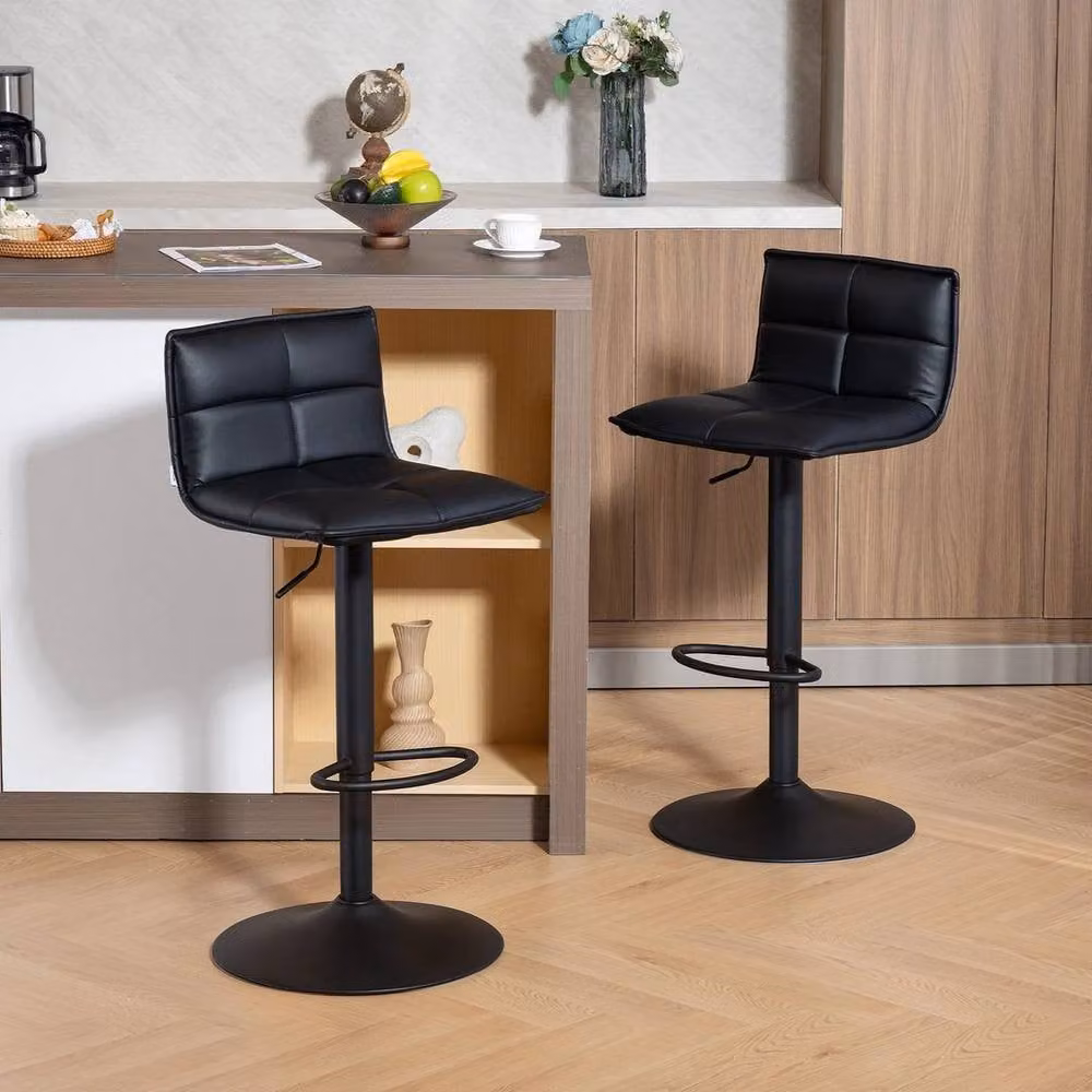 FORGEVIO Set of 2 Swivel Height Adjustable Bar Stools in Black Matt Metal – 2