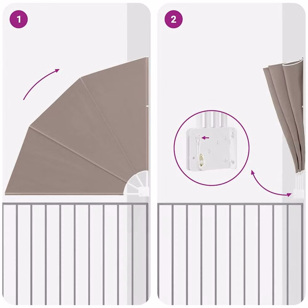 Berkfield Home Folding Manual Balcony Privacy Screen in Taupe Fabric and Steel, W/D/H: 140 x 140 x 140 cm – 4