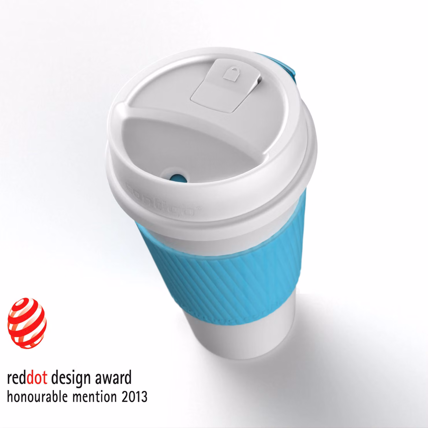 Orsina Spill Proof Auto Seal Insulated Travel Mug in White and Blue, 355 ml
