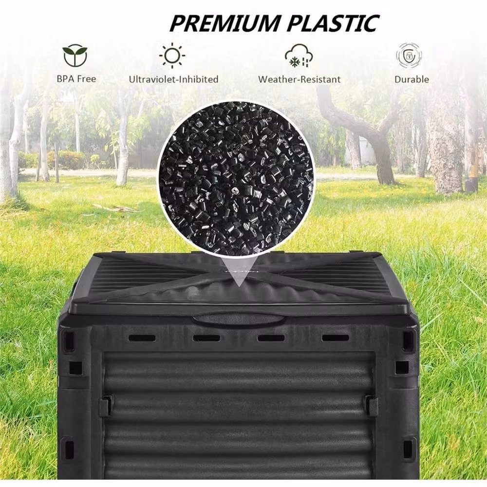 Nordara 300L Rotatable Composter Bin Garden Tidy Storage Bin in Black, W/D/H: 100 x 120 x 15 cm – 4