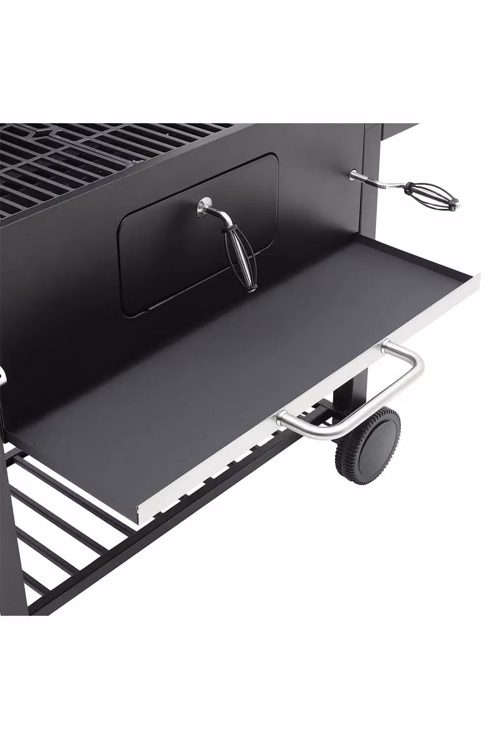 Living and Home Portable Outdoor Charcoal BBQ Grill in Black with Warming Rack, Thermometer and Wheels, W/D/H: 108 x 83 x 40 cm – 7