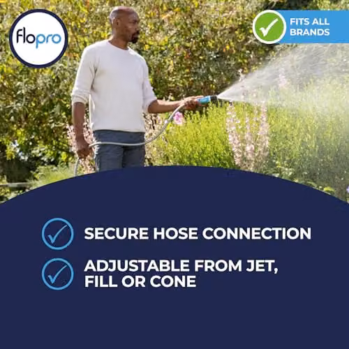 Flopro+ Multi-Pattern Adjustable Garden Hose Nozzle, 1/2 Inch, Grey and Blue – 4