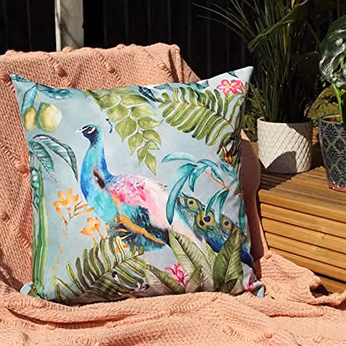 Evans Lichfield Peacock Animal Outdoor Cushion, Multicolour, 43 x 43 cm – 3