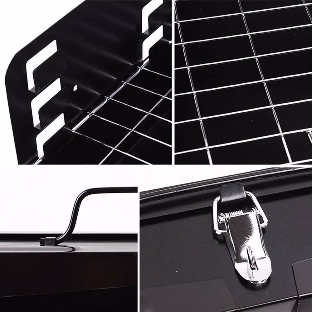 NESTLUNE Portable Folding Charcoal Tabletop BBQ Barbecue in Black, W/D/H: 100 x 15 x 15 cm – 5