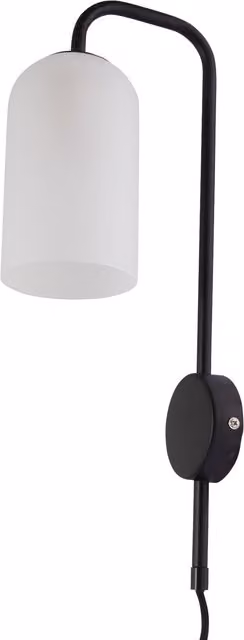 First Choice Lighting Victoria Black Plug-in Wall Light with Glass Shade – 1