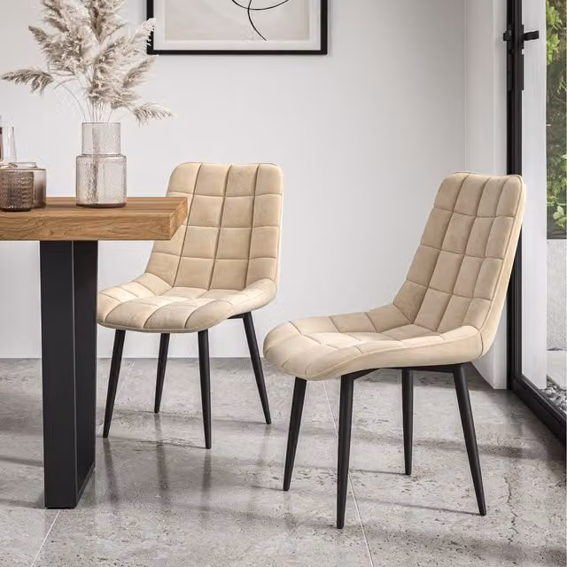 More4Homes Nova Modern Velvet Dining Chair Set of 6 in Beige