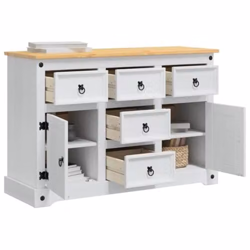 vidaXL CORONA Storage Chest in White Lacquered Solid Pine Wood, W/D/H: 112 x 40 x 75 cm – 1