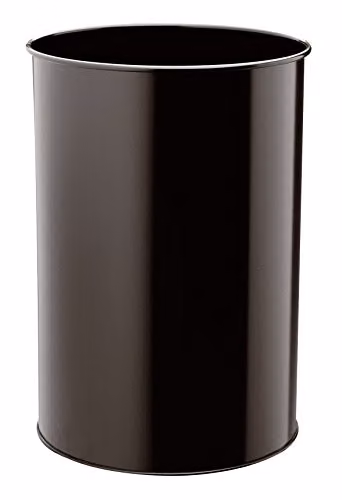 Durable Black Metal Round Waste Bin with Scratch Resistant Coated Steel, 30L Capacity, H 45.0 cm x W 31.5 cm x D 31.5 cm