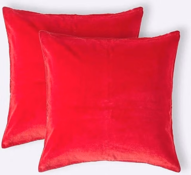 Homescapes Set of 2 Red Velvet Square Cushion Covers, W/D/H: 40 x 40 x 40 cm – 1